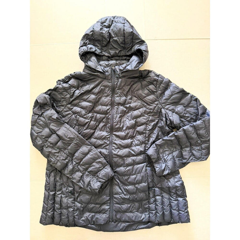 HeatKeep Hooded Packable Puffer Jacket XXL Gray Lightweight Duck Down Blend